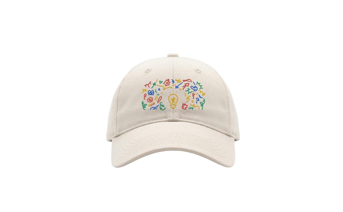 Front view of the custom Thinking Cap hat