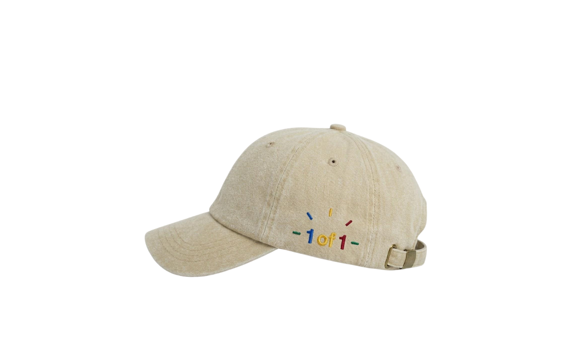 Angled view of the custom Thinking Cap hat